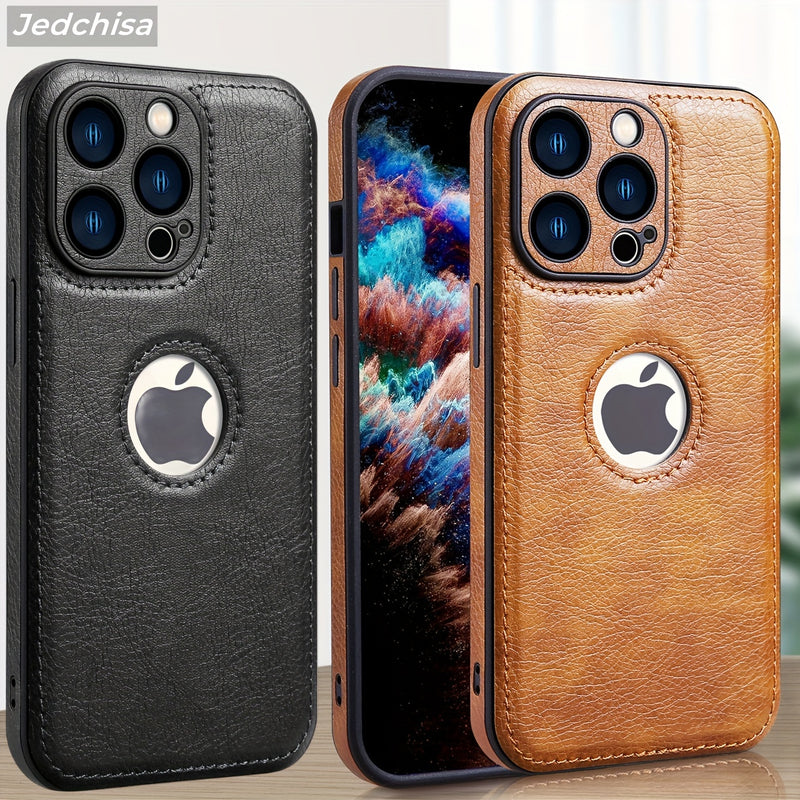 Funda delgada premium de cuero vegano, compatible con iPhone 16E/16/15/14/13/12 Pro Max, diseño clásico de lujo y elegante, con protección contra golpes