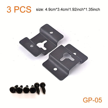 3 piezas de ganchos de pared de hierro negro de alta resistencia - Diseño de llave de tamaño múltiple para altavoces, guitarras, relojes y más - Montaje seguro con tornillos, instalación fácil, ganchos de pared para altavoces, montaje de pared resistente