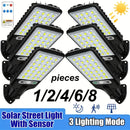 1/2/4/6/8 piezas de luz solar exterior para pared con sensor de movimiento - Energía solar, IP44, resistente al clima, control remoto, batería de litio recargable, cubierta de lente de plástico para jardín, garaje, patio trasero y iluminación de escenari
