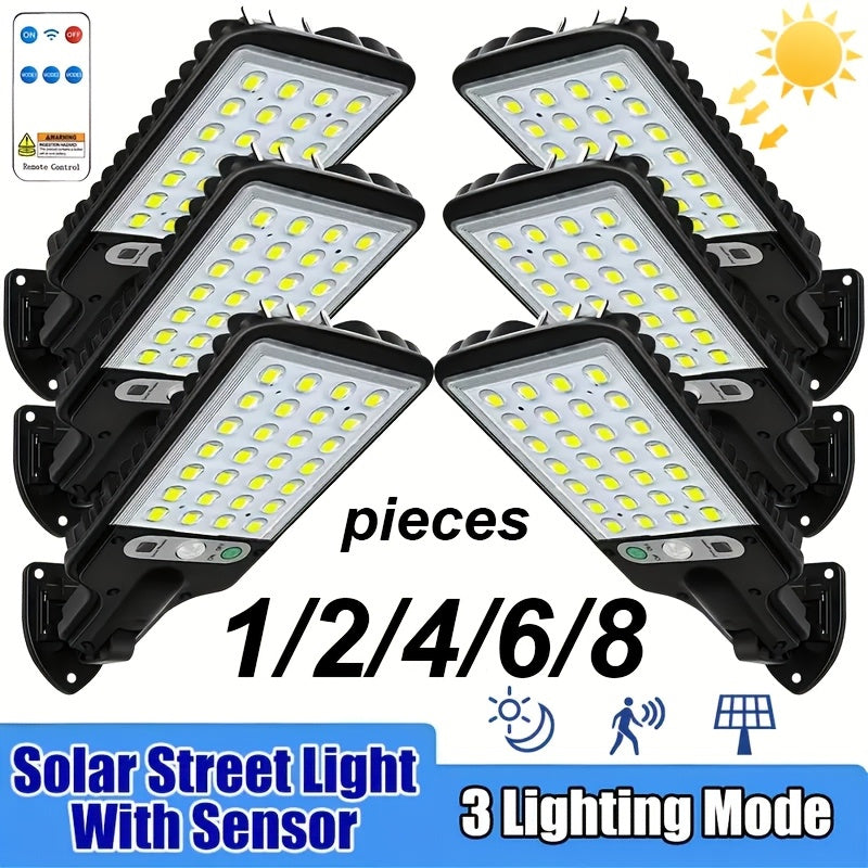 1/2/4/6/8 piezas de luz solar exterior para pared con sensor de movimiento - Energía solar, IP44, resistente al clima, control remoto, batería de litio recargable, cubierta de lente de plástico para jardín, garaje, patio trasero y iluminación de escenari