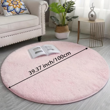 1pc Alfombra Redonda de Peluche - Ultra Suave y Gruesa 100% Poliéster con Base Antideslizante de Goma, Solo Lavado a Mano, Varios Tamaños y Colores para Sala de Estar