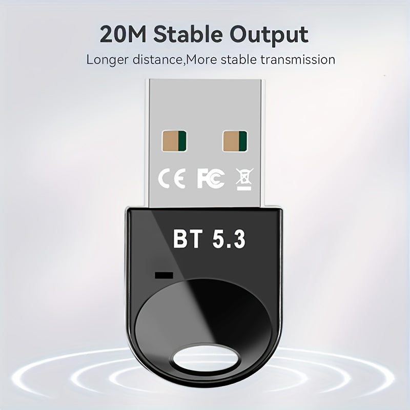 Adaptador de red inalámbrica USB BT 5.3, receptor de dongle inalámbrico USB, compatible con varios dispositivos como computadoras, auriculares, teclados, ratones y altavoces. Soporta Plug-and-Play para Windows 11/10/8.1 y es automáticamente compatible co