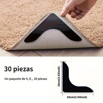 4/8/20/30 piezas de pegatinas y adhesivos antideslizantes de tipo L para alfombras y suelos de madera, adecuados para la sala de estar, comedor, baño, azulejos y áreas de suelo de madera, previenen el movimiento y el deslizamiento, aseguran que el tapete