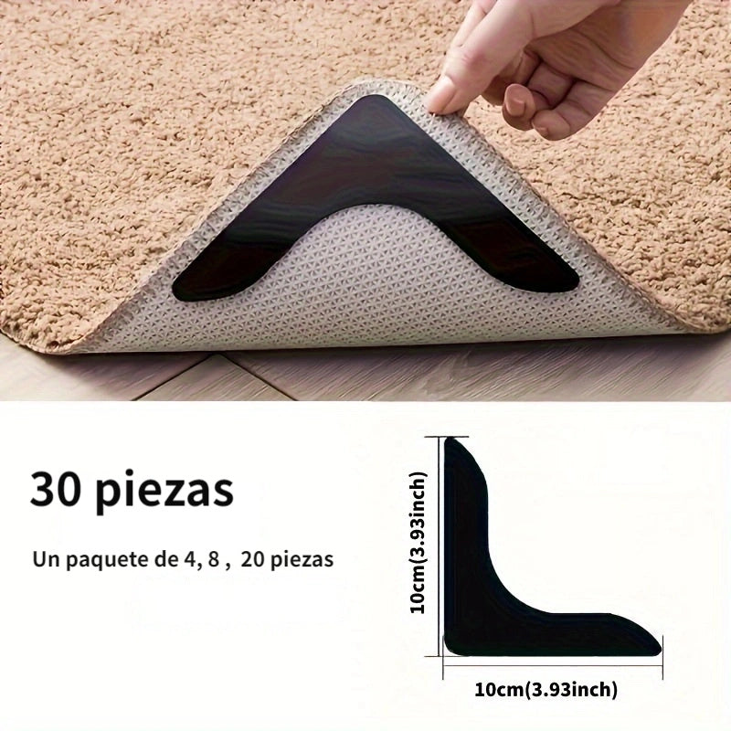 4/8/20/30 piezas de pegatinas y adhesivos antideslizantes de tipo L para alfombras y suelos de madera, adecuados para la sala de estar, comedor, baño, azulejos y áreas de suelo de madera, previenen el movimiento y el deslizamiento, aseguran que el tapete