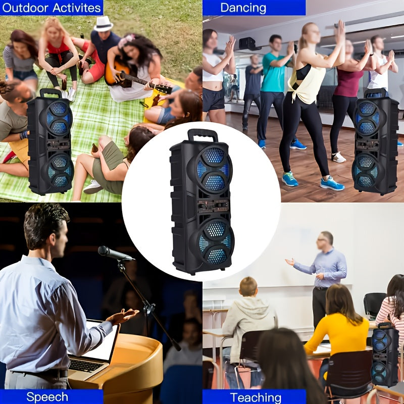 Altavoz multifuncional con altavoces dobles de 6,5", cambio de color RGB, subwoofer de bajo 3D, función de karaoke con gran apertura, sistema de sonido de carrito, experiencia de sonido definitiva con/FM/USB/TF Card/MIC, adecuado para fiestas al aire lib