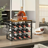 Estilo europeo de hierro forjado para vino tinto en el hogar, decoración de encimera de barra, montaje desmontable, estante de almacenamiento de vidrio y vino rojo (regalo de Navidad)