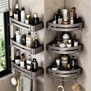 1/2/3 Piezas Estante de Aluminio para Baño Sin Taladro - Repisa de Esquina Montada en Pared para Champú, Maquillaje y Accesorios