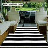 Estampado digital 2D plano con patrón de rayas, alfombra decorativa de estilo simple, alfombrilla de interior para RV, alfombrilla de tienda, alfombrilla de patio, alfombrilla de bienvenida, alfombrilla de camping, adecuada para camping al aire libre, se