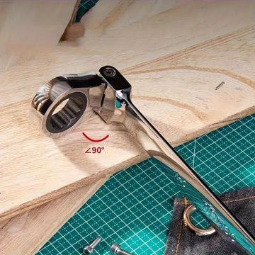 1 juego de llaves de rascador de acero cromado-vanadio ProMaster - Cabeza dual de 180° giratoria, agarre ergonómico, precisión de 72 dientes, herramienta multifunción para reparación automotriz