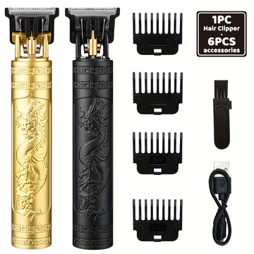 Kit profesional de cortapelos y recortador de barba, inalámbrico con carga USB, hojas afiladas y 4 peines indicadores para el cuidado masculino