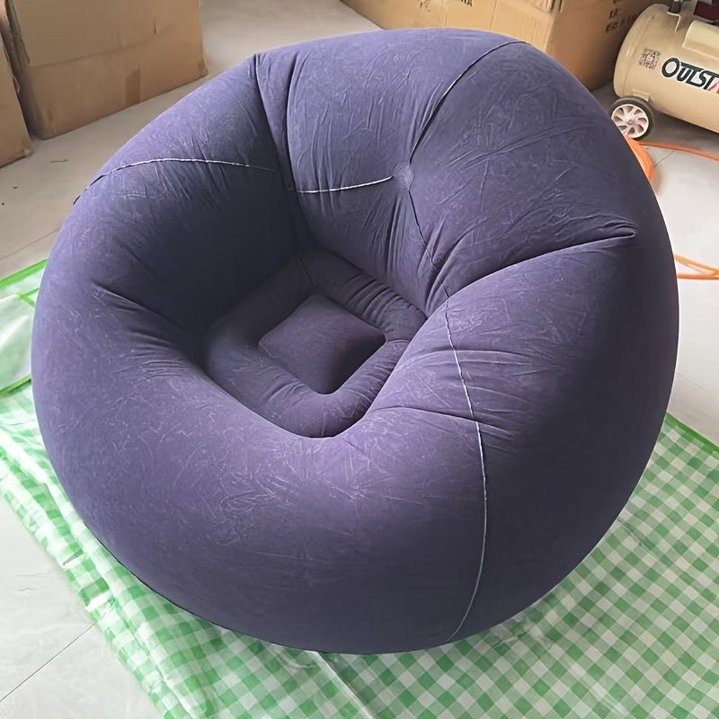1 juego de sofá de patio, que incluye un gran sofá inflable manual y una silla de escritorio para una persona, fácil de transportar, hecha de material de PVC duradero, adecuada para salas de estar interiores y exteriores.