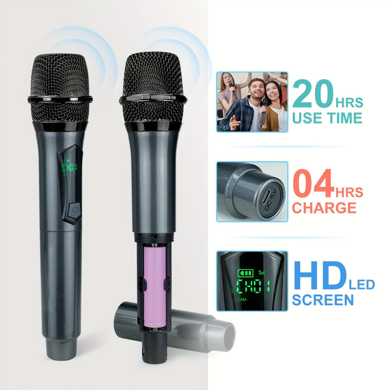 Micrófono condensador Heikuding 108 gris/oro con batería recargable, conector XLR de 6,35 mm y jack TRS de 3,5 mm, clip/soporte/poder fantasma, doble alimentación USB/batería, base antideslizante incluida, micrófono profesional para estudio y podcasting,