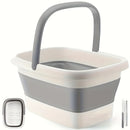 1 Bañera de pies plegable y cesta de ropa - Cubo de inmersión de pies de plástico duradero con mango ergonómico, inmersión de pies/manos portátil, diseño que ahorra espacio, versión de dos tonos, construcción robusta, forro texturizado, fácil de limpiar,
