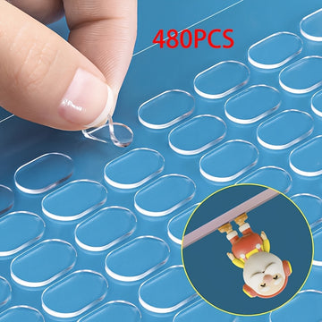 Paquete de 160/480 Puntos Adhesivos Transparentes de Doble Cara - Extraíbles, Alta Calidad, Fuerte Sujeción para Manualidades DIY, Decoración del Hogar, Carteles y Decoraciones de Fiesta, Proyectos Creativos, Diseño Práctico