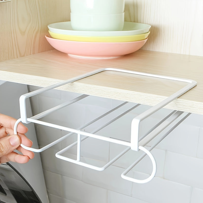 1pc Elegante Soporte para Copas de Vino de Doble Capa de Metal - Sin Taladro, Ahorra Espacio, Perfecto para Hogar, Restaurante, Hotel y Uso en Fiestas - Acabado Pintado Duradero, Ideal para Almacenamiento en Cocina y Bar