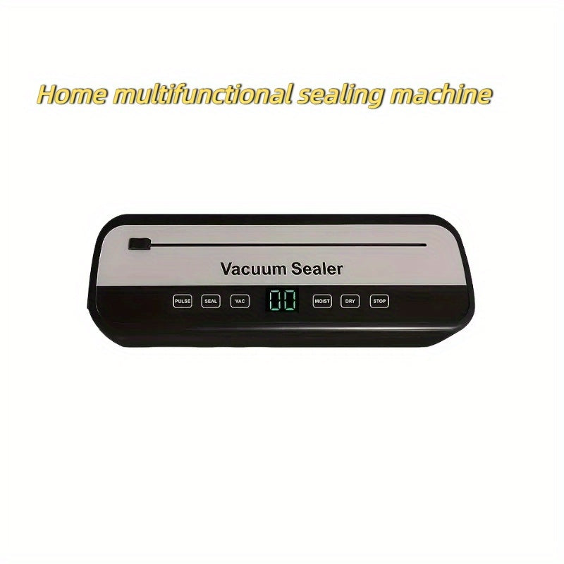 Máquina de sellado multifuncional para el hogar, sellador de alimentos negro simple y elegante, sella alimentos secos y húmedos, polvo de condimento, adecuado para varios escenarios, pequeño regalo de cocina.