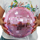 Esfera de Discoteca Espejo - Bola de discoteca rosa con cuerda para colgar, adecuada para fiestas grandes, cumpleaños y diseños de bodas, muy adecuada para clubes de DJ, decoración del hogar y escenarios en vivo con anillo para colgar, fácil instalación,