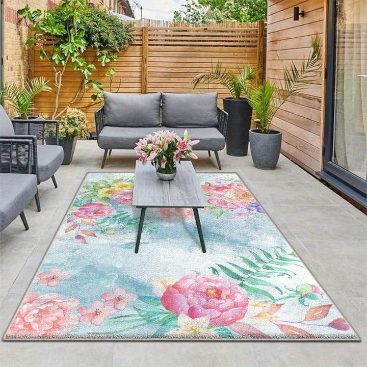 Alfombra de exterior de lujo de siete ciervos, suave, lavable a máquina, antideslizante, diseño geométrico abstracto moderno en beige y marrón, ideal para patio, camping y decoración de patio trasero, disponibles en varios tamaños, colchoneta de camping