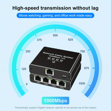 Divisor de Ethernet Gigabit de alta velocidad 1 a 4, 1000 Mbps, alimentado por USB, distribuidor de cable de red, extensión LAN RJ45 para cables Cat8/7/6/5e/5, control fácil con botón, plug and play