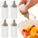Juego de 4 Botellas Mini para Condimentos con Tapas - Tarros de Especias Portátiles para Cocina, Camping, Picnics, Escuela y Oficina - Plástico Libre de PVC, Forma Ovalada, Almacenamiento de Condimentos