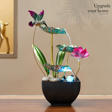 Pieza decorativa de cascada de 3 niveles para interior, fuente de hierro fundido creativa para mesa de entrada, ceremonia de inauguración y recepción en casa, alimentada por USB, no requiere batería