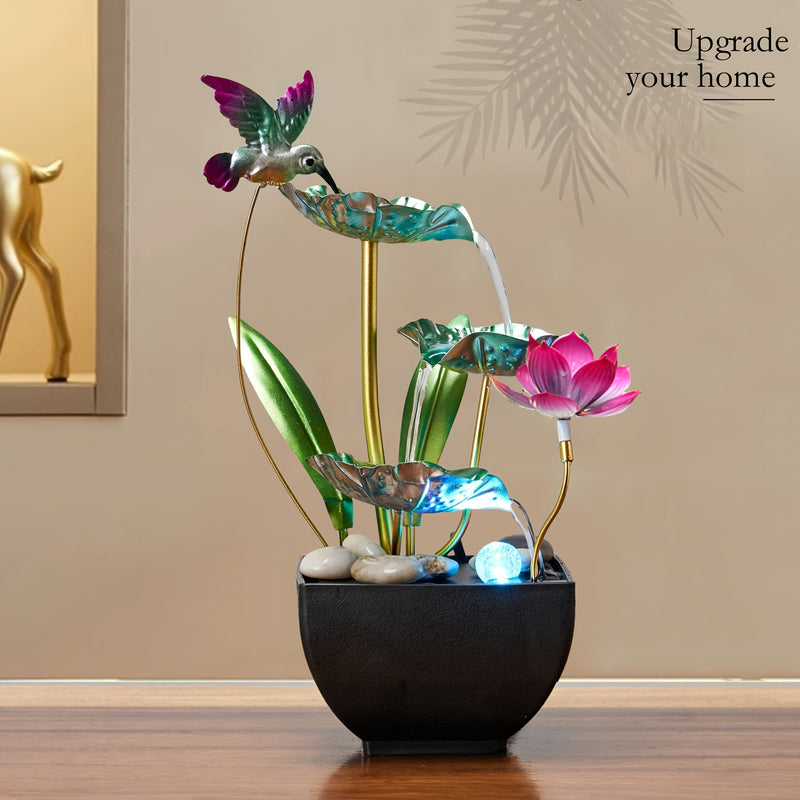 Pieza decorativa de cascada de 3 niveles para interior, fuente de hierro fundido creativa para mesa de entrada, ceremonia de inauguración y recepción en casa, alimentada por USB, no requiere batería
