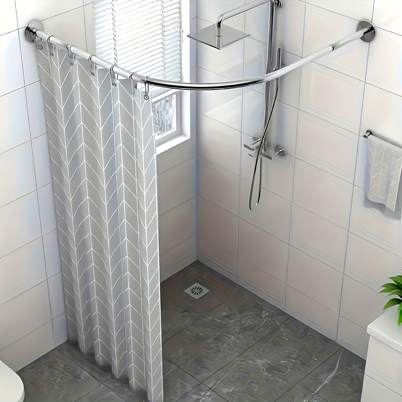 Barra para cortina de baño ajustable de acero inoxidable, fácil de instalar, diseño en L sin necesidad de taladrar, ideal para baños, tinas y tiendas de ropa, duradera y elegante