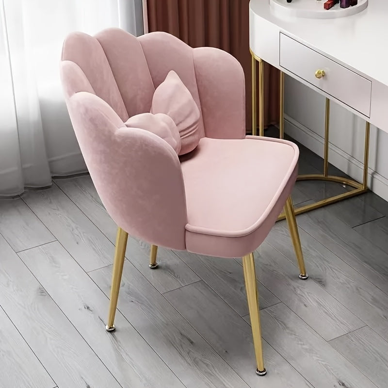 Silla de comedor de terciopelo contemporáneo de 1 pieza con cojín de lazo - Marco de metal, cojín de esponja, respaldo sólido, no necesita electricidad, uso en suelos duros y cocina, decoración elegante del hogar, muebles de comedor, diseño de lazo, cons