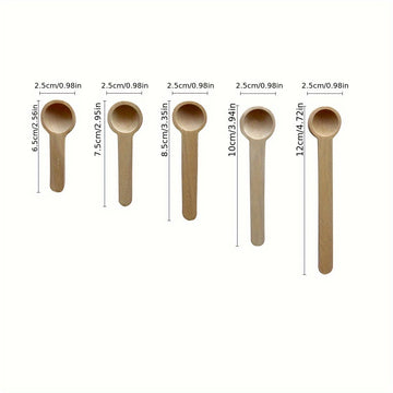 6/12pcs Cuchara de Bambú Pequeña Cuchara de Madera Mango Largo Cuchara de Miel Cuchara de Salsa de Frutas Cuchara de Café Cuchara de Postre Cuchara de Condimento Sal Cuchara de Mezclar
