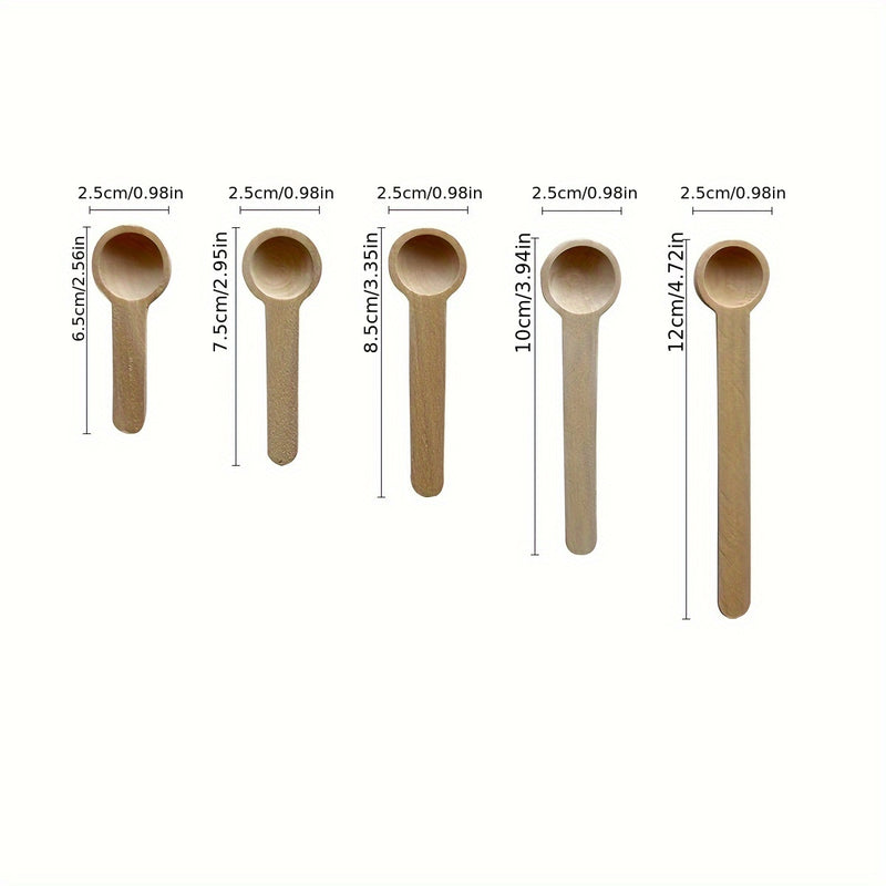 6/12pcs Cuchara de Bambú Pequeña Cuchara de Madera Mango Largo Cuchara de Miel Cuchara de Salsa de Frutas Cuchara de Café Cuchara de Postre Cuchara de Condimento Sal Cuchara de Mezclar