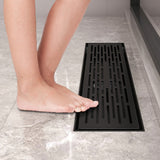 1 desagüe rectangular lineal para baño y ducha, grueso y resistente, con recolector de cabello, material resistente a olores, fácil de limpiar, acabado metálico elegante, construcción duradera