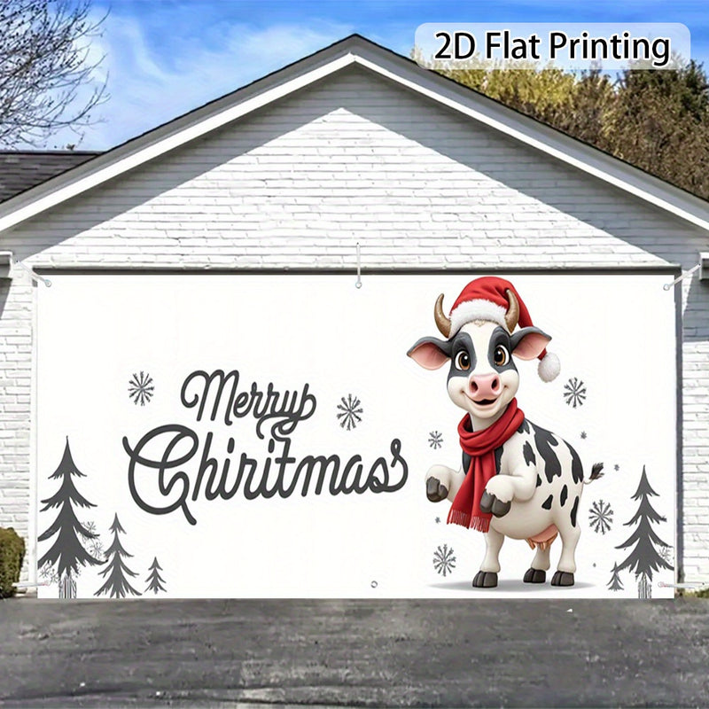 Banner de puerta 2D, 1 unidad, Decoración Navideña con Gorro y Copo de Nieve, Poliéster, para fiestas navideñas, bodas, decoración de habitaciones o jardines al aire libre