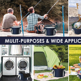 Cubo de baño de pies plegable en azul oscuro - Cubeta de tela de Oxford portátil para alivio calmante, ideal para viajes, camping, pesca y relajación en casa, cubeta de spa para pies al aire libre|Cubeta de relajación|Tela de Oxford duradera