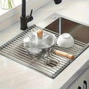 1 unidad de rejilla de drenaje plegable de acero inoxidable, rejilla de filtro de agua, persiana enrollable de fregadero, tazón y palillos, estantería para frutas y verduras, estantería de cocina, rejilla de drenaje plegable, gadgets de cocina, utensilio