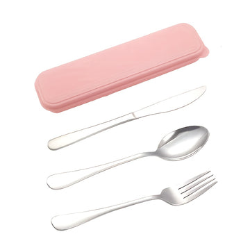 Juego de vajilla portátil de acero inoxidable de 4 piezas, cuchara, tenedor, cuchillo de acero inoxidable, adecuado para picnic, trabajo, campamento, escuela, viajes, vajilla reutilizable incluyendo caja, vajilla de viaje con caja de almacenamiento, apta