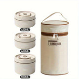 Juego de Lonchera Aislada con 3 Boles de Acero Inoxidable y Bolsa Térmica, Recipiente Hermético Seguro para Microondas para Escuela, Oficina y Viaje