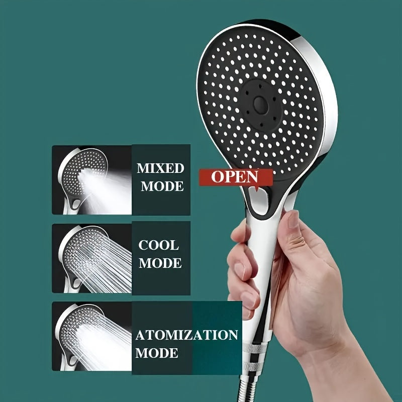 1pc ABS Cabezal de ducha de alta presión que ahorra agua con 5 modos de pulverización, cabezal de ducha de mano con pantalla de filtro, salida de agua ajustable, accesorio de hardware para baño