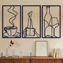 Decoración de pared minimalista de tres piezas para libros metálicos, decoración de pared minimalista para amantes del café, regalo de inauguración
