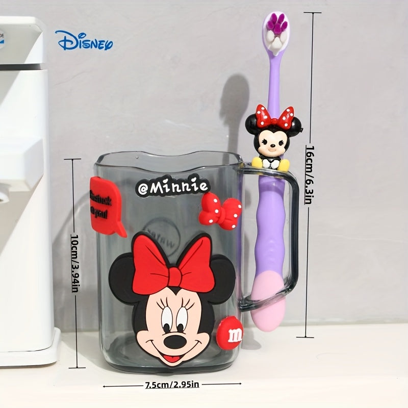 1 cepillo de dientes Disney de Minnie y sus amigos con vaso, diseño lindo y sencillo, resistente a caídas, ideal para viajes, fiestas, vacaciones y cumpleaños