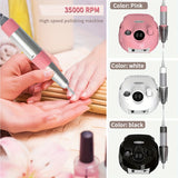 Amoladora de Uñas Electrónica Estacionaria con Pantalla Digital 110V, Herramienta de Escritorio con Velocidad Ajustable Rápida y Lenta, Pulidora Eléctrica Silenciosa de Alta Velocidad 35000 RPM, Incluye 1 Unidad Principal, 1 Mango, 1 Control Remoto y 6 C