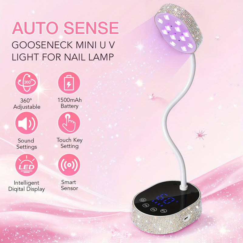 Linterna Portátil de Uñas con Pantalla Táctil - Luz Ultravioleta Recargable para Gel, Diamantes Brillantes, Sensor Infrarrojo Inteligente, Carga USB, Regalo de Cumpleaños para Mujeres, Herramientas de Manicura