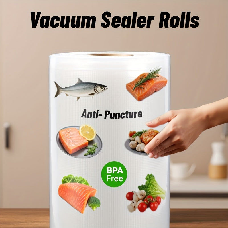 1 Rollo de Bolsas Selladoras al Vacío Resistentes para Conservación de Alimentos, Bolsas de Empaque al Vacío para Ahorrador de Comida, Prevención de Perforaciones, Grado Comercial, Bolsas Vac para Almacenamiento, Preparación de Comidas y Sous Vide en la
