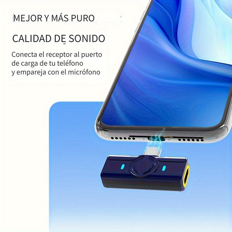 Juego de Micrófono sin varillas con Estuche de Carga, Cancelación de Ruido y Clip Magnético, Pantalla LED de Batería, Alcance de 40m, Tipo-C para Grabación en Teléfono/Cámara/Vlog
