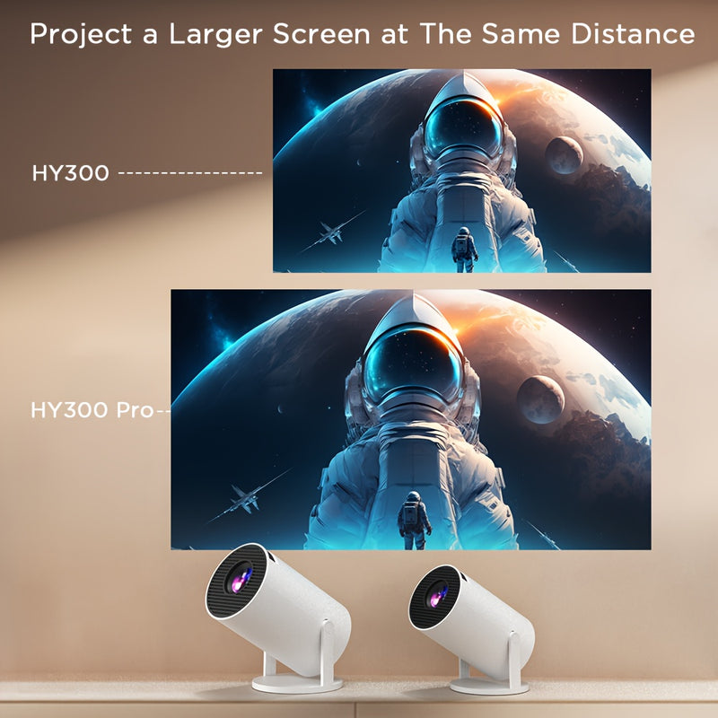 Proyector mini LYNCAST HY300 PRO - 260ANSI 1080P/4K HD, Android 11 Dual WiFi6, 11.0, rotación de 180°, compacto y portátil para cine en casa, al aire libre, juegos y presentaciones, proyector portátil, configuración de cine, diseño elegante, lente de alt