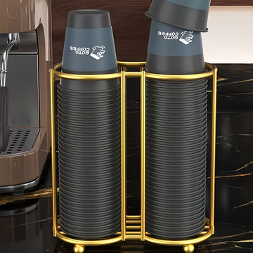 Soporte para vasos desechables de lujo ligero, organizador de vasos de acrílico, soporte doble para tazas, para hogar y comedor