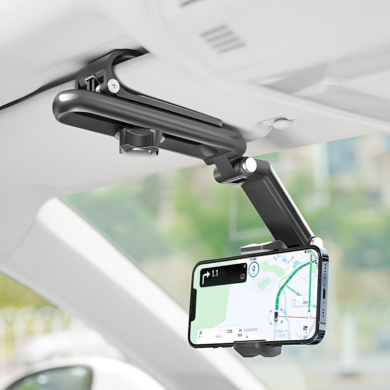 Montura para teléfono inteligente con parasol giratorio de 360° para automóvil, material ABS, compatible con el tablero, soporte para teléfono automático a prueba de agua con función de rotación