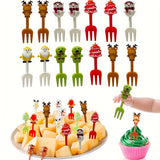 Tenedores de postre de plástico con temática navideña - Juego de 10, palillos desechables creativos para frutas, mini tenedores de Santa Claus para fiestas en casa, cocina, restaurante, picnic, campamento, accesorios para bento, suministros para fiestas