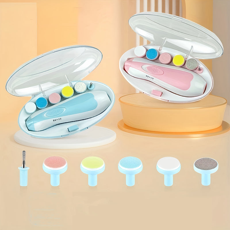 Kit eléctrico de cortaúñas 6 en 1 para adolescentes, rosa y azul - con luz LED, 6 almohadillas de lijado y lima de uñas, para embellecer uñas de manos y pies de forma segura y fácil, desde la adolescencia hasta la adultez - Accesorios para uñas