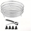 Juego de 8 piezas de accesorios para freidor de aire de acero inoxidable: soporte pila, pinzas y almohadillas de altura - Adecuado para cocinar saludable y deshidratar en freidor de aire de dos cestas, soporte de tres capas para freidor de aire, lavavaji