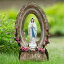 Luces Solares IP44, Decoración de Jardín con Virgen María en Resina para Patio Exterior, Césped y Paisajismo – Regalo Festivo